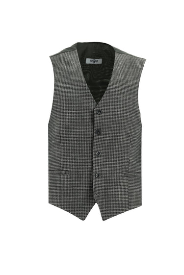 Koyu Füme Slim Fit Dar Kesim Kombinli Yelekli Takım Elbise