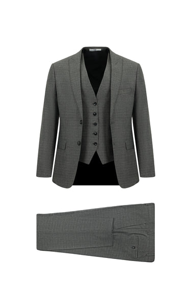 Açık Füme Super Slim Fit Ekstra Dar Kesim Kombinli Yelekli Takım Elbise