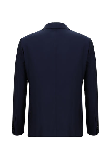 Koyu Lacivert Slim Fit Dar Kesim Yelekli Takım Elbise