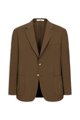 Orta Kahve 7 Drop Slim Fit Dar Kesim Mono Yaka Toba Cep Beli Lastikli Desenli Modal Karışımlı Takım Elbise