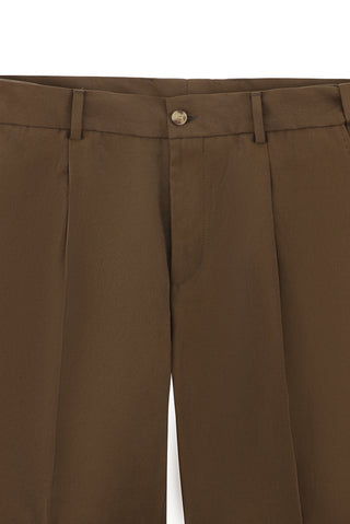 Orta Kahve 7 Drop Slim Fit Dar Kesim Mono Yaka Toba Cep Beli Lastikli Desenli Modal Karışımlı Takım Elbise