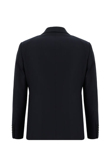 Koyu Lacivert Slim Fit Dar Kesim Yünlü Klasik Takım Elbise