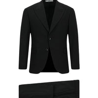 Siyah 7 Drop Slim Fit Dar Kesim Yünlü Desenli Takım Elbise