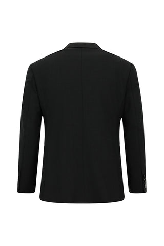 Siyah 7 Drop Slim Fit Dar Kesim Yünlü Desenli Takım Elbise