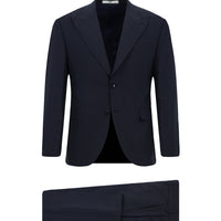 Koyu Lacivert 7 Drop Slim Fit Dar Kesim Yünlü Desenli Takım Elbise