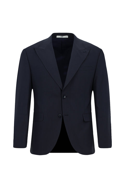 Koyu Lacivert 7 Drop Slim Fit Dar Kesim Yünlü Desenli Takım Elbise