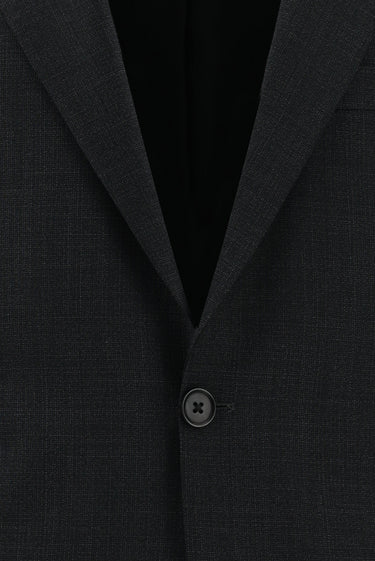 Koyu Antrasit Relaxed Fit Rahat Kesim Yünlü Klasik Desenli Takım Elbise