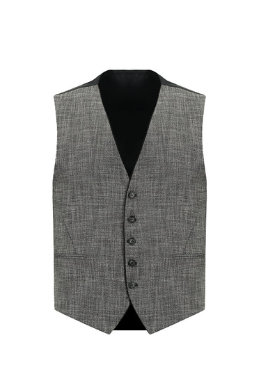 Siyah Super Slim Fit Ekstra Dar Kesim Yelekli Takım Elbise