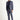 Koyu Lacivert Super Slim Fit Ekstra Dar Kesim Beli Lastikli İpli Desenli Keten Karışımlı Takım Elbise