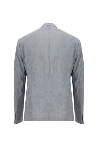 Açık Lacivert 7 Drop Slim Fit Dar Kesim Beli Lastikli İpli Desenli Pamuklu Keten Karışımlı Takım Elbise