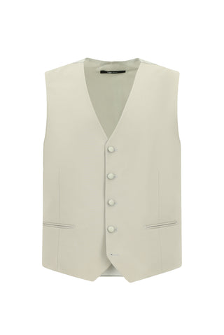 Açık Gri 6 Drop Regular Fit Standart Kesim Mono Yaka Yelekli Smokin & Damatlık