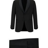 Siyah Regular Fit Şal Yaka Desenli Smokin & Damatlık