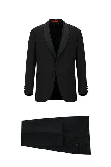 Siyah Regular Fit Şal Yaka Desenli Smokin & Damatlık