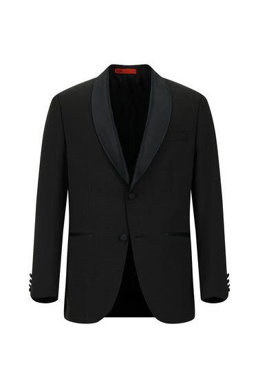 Siyah Regular Fit Şal Yaka Desenli Smokin & Damatlık