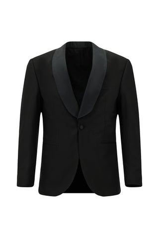 Siyah 7 Drop Slim Fit Dar Kesim Şal Yaka Smokin & Damatlık