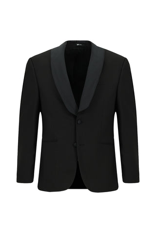 Siyah 4 Drop Relaxed Fit Rahat Kesim Şal Yaka Smokin & Damatlık
