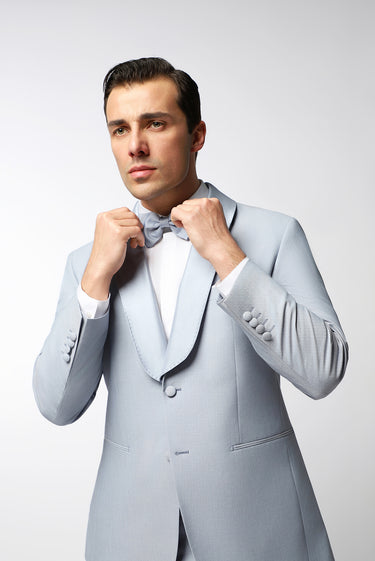 Açık Mavi Relaxed Fit Rahat Kesim Şal Yaka Smokin & Damatlık