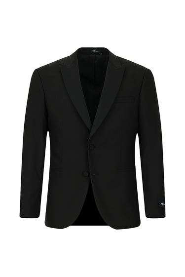 Siyah Slim Fit Dar Kesim Kırlangıç Yaka Smokin & Damatlık