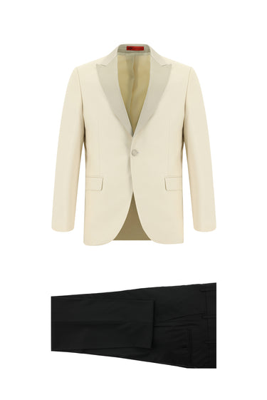 Açık Bej Sivri Yaka Smokin & Damatlık