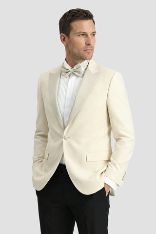 Açık Bej 7 Drop Slim Fit Dar Kesim Sivri Yaka Smokin & Damatlık