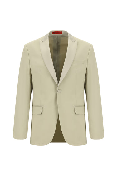 Orta Bej Super Slim Fit Ekstra Dar Kesim Sivri Yaka Smokin & Damatlık