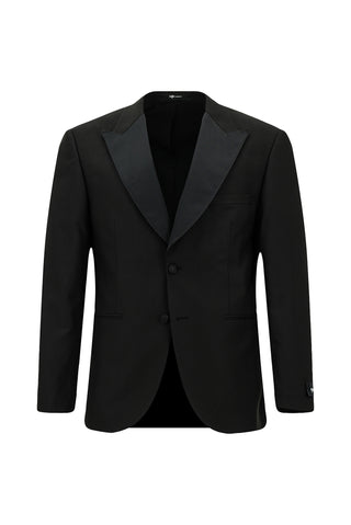 Siyah 4 Drop Relaxed Fit Rahat Kesim Sivri Yaka Smokin & Damatlık