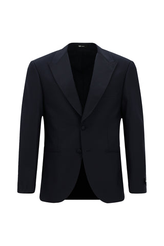 Koyu Lacivert 4 Drop Relaxed Fit Rahat Kesim Sivri Yaka Smokin & Damatlık