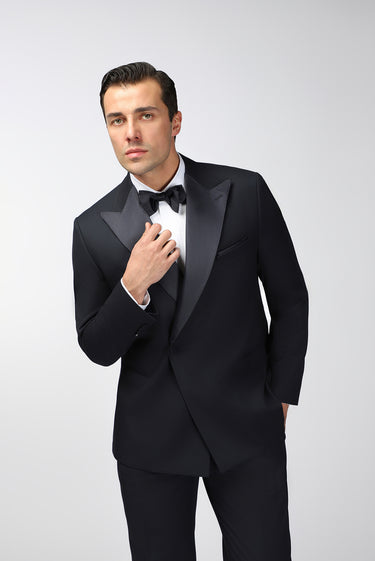 Koyu Lacivert Oversize Ekstra Rahat Kalıp Sivri Yaka Kruvaze Smokin & Damatlık