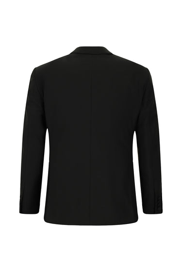 Siyah Slim Fit Dar Kesim Sivri Yaka Yelekli Smokin & Damatlık