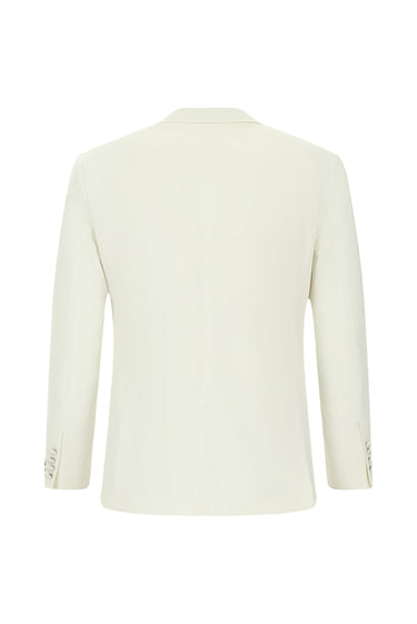 Krem Slim Fit Dar Kesim Sivri Yaka Yelekli Smokin & Damatlık