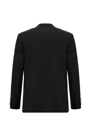 Siyah Regular Fit Yünlü Sivri Yaka Yelekli Smokin & Damatlık