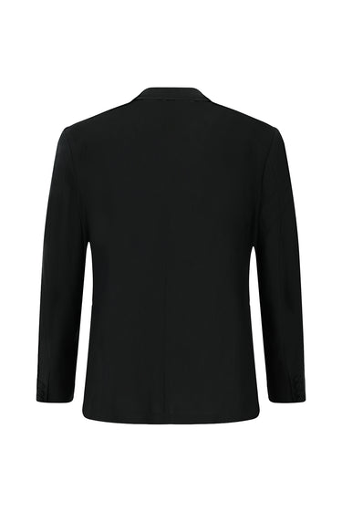 Siyah Oversize Ekstra Rahat Kalıp Sivri Yaka Kruvaze Keten Smokin & Damatlık