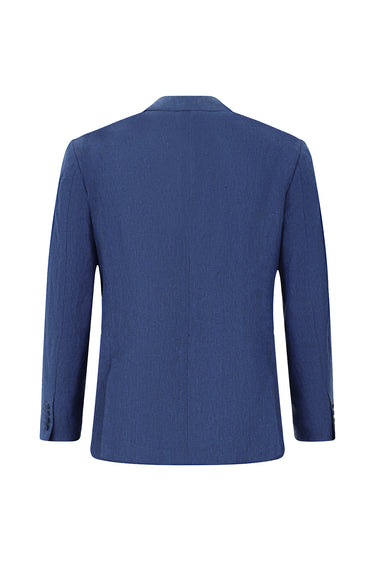 Orta Lacivert Regular Fit Sivri Yaka Keten Smokin & Damatlık