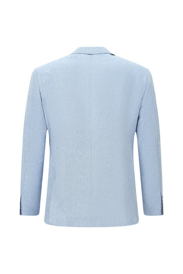 Açık Mavi Regular Fit Sivri Yaka Keten Smokin & Damatlık