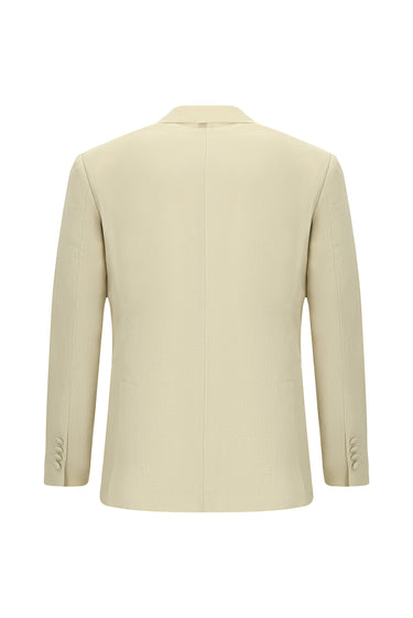 Açık Bej Regular Fit Sivri Yaka Keten Smokin & Damatlık