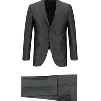 Orta Füme 7 Drop Slim Fit Dar Kesim Desenli Takım Elbise