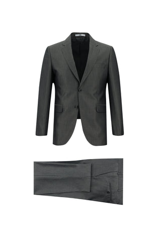 Orta Füme 7 Drop Slim Fit Dar Kesim Desenli Takım Elbise