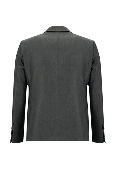 Orta Füme Slim Fit Dar Kesim Klasik Desenli Takım Elbise