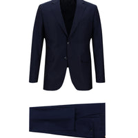 Koyu Lacivert Slim Fit Dar Kesim Klasik Desenli Takım Elbise