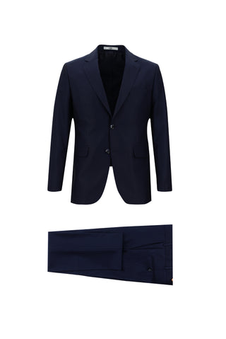 Koyu Lacivert 7 Drop Slim Fit Dar Kesim Desenli Takım Elbise