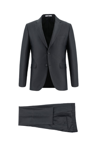 Koyu Antrasit 7 Drop Slim Fit Dar Kesim Desenli Takım Elbise