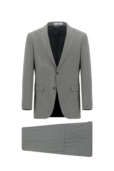 Açık Füme Super Slim Fit Ekstra Dar Kesim Klasik Desenli Takım Elbise