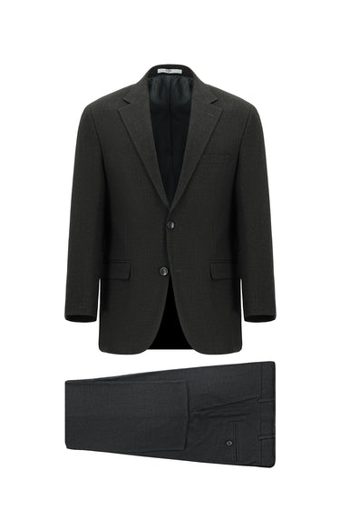 Koyu Antrasit Slim Fit Dar Kesim Klasik Desenli Takım Elbise