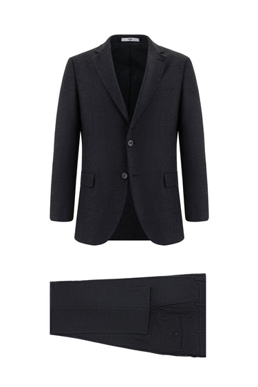 Koyu Antrasit Regular Fit Klasik Desenli Takım Elbise