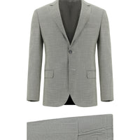 Açık Gri Super Slim Fit Ekstra Dar Kesim Klasik Desenli Takım Elbise
