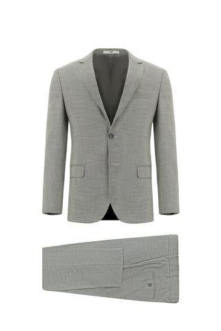 Açık Gri 7 Drop Super Slim Fit Eksra Dar Kesim Desenli Takım Elbise