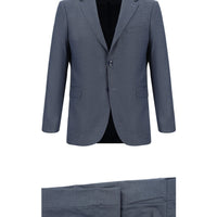 Açık Lacivert Slim Fit Dar Kesim Klasik Desenli Takım Elbise