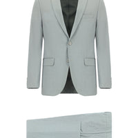 Açık Gri Slim Fit Dar Kesim Klasik Desenli Takım Elbise