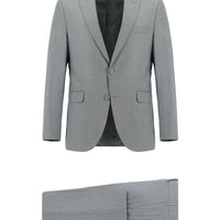 Orta Füme Slim Fit Dar Kesim Klasik Desenli Takım Elbise