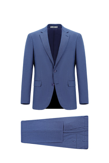 Orta Lacivert Slim Fit Dar Kesim Klasik Desenli Takım Elbise